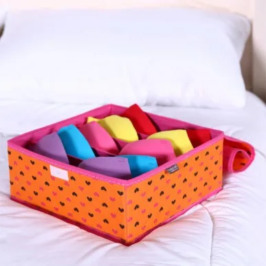 

BF020 Foldable box with cover Non-Woven heart design Storage Boxes for Bra Socks Briefs Scarf 30*30*12cm