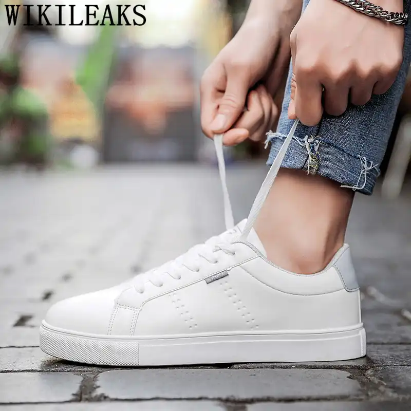 白靴男性革メンズ靴カジュアル高級デザイナー靴男性高品質tenis Masculino高級ブランドzapatosデやつ オックスフォード Aliexpress