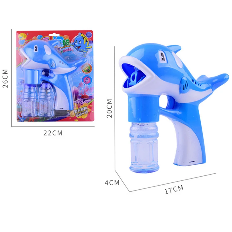 PIKAALAFAN большой электрический пузырьковый пистолет в форме дельфина 2 бутылки воды Музыка Свет Дуя пузыри Горячая Детские игрушки