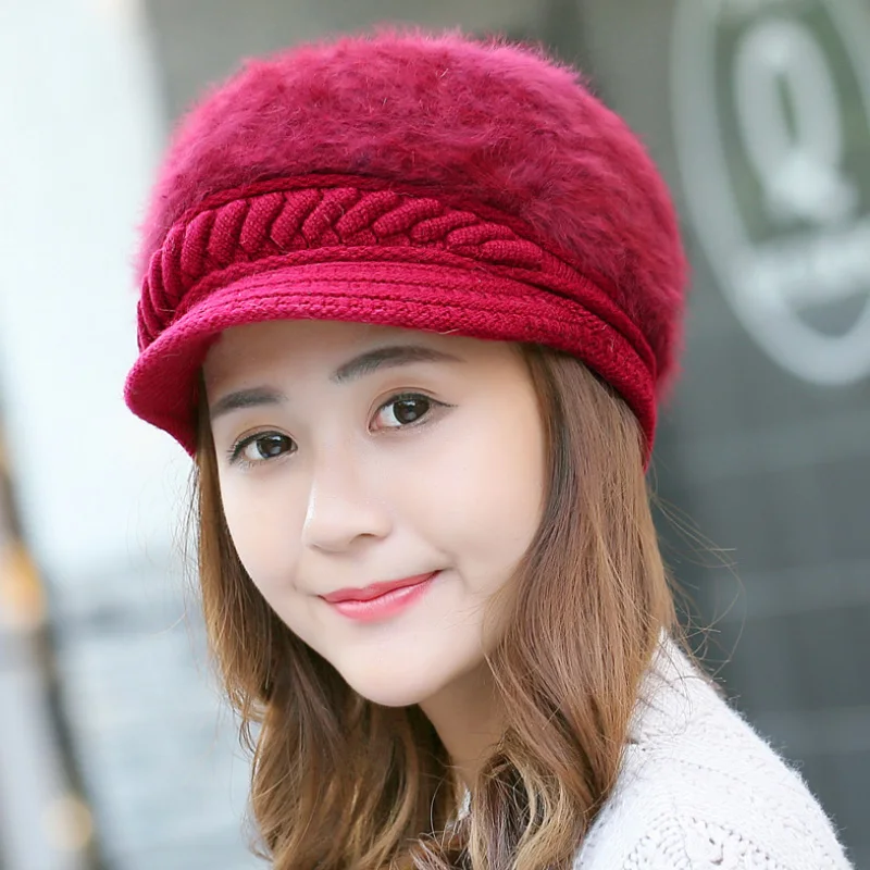 New Fashion Women Solid color Berets Girl Beautiful Warm Hat Winter