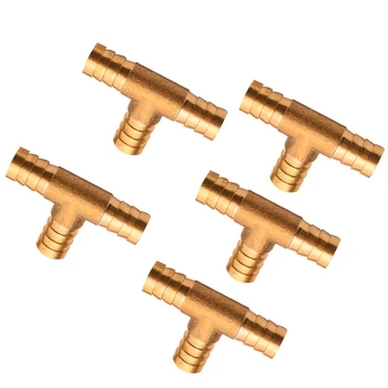 

5pcs 3-way Brass Pipe Fittings 3/8'' Hose Barb T Fitting Thread Gas Fuel Water 3-way T Fittings Quick Connector Parts