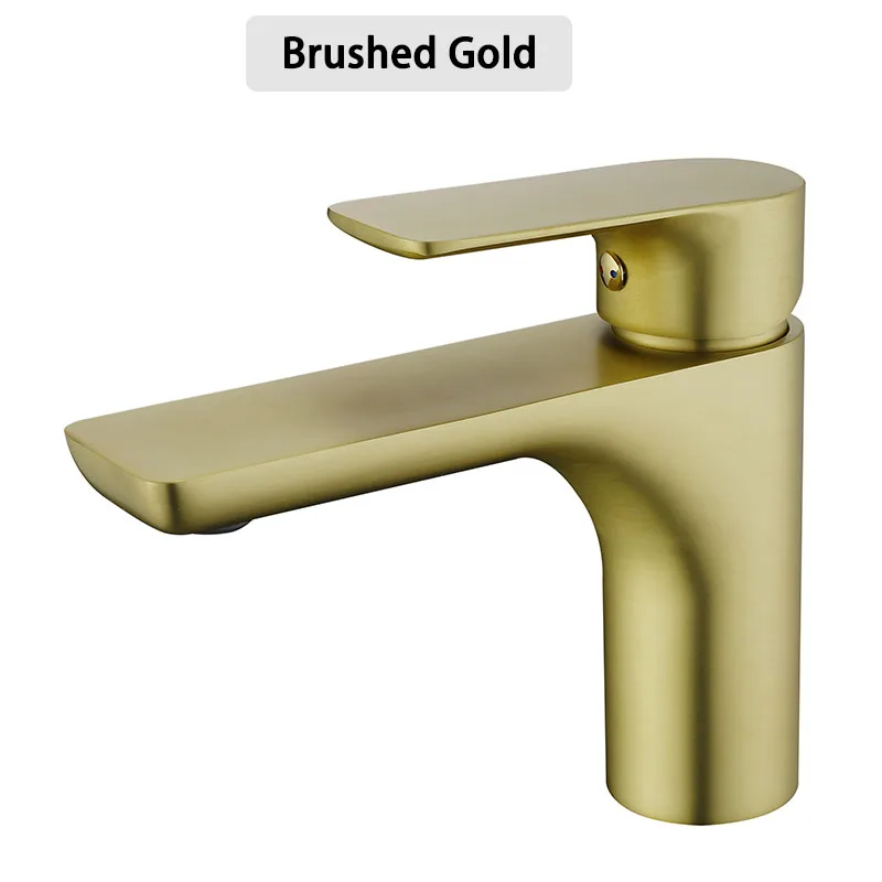 Матовый золотой и матовый черный смеситель для раковины, оборудование для ванной комнаты, кран для горячей и холодной воды, смеситель для туалетной раковины, кран латунь - Цвет: Brushed gold