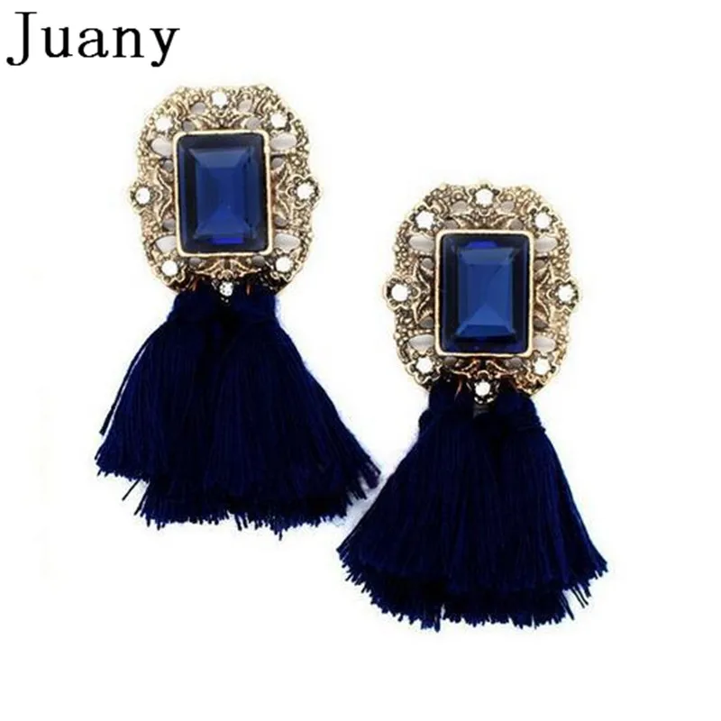 Bohemian Crystal Tassel earring vintage ethnic long tassel earring women geometric alloy Plating dangle drop earring 2018 4