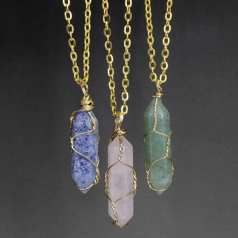 

YYW 2017 New Womens Natural Jewelry Necklace pendulum chain Brass Wire Crystal Pendant Necklace for womens Gifts
