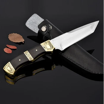 

Brand Fixed Blade Knives Tactical Straight Knife Camping Hunting Knives Outdoor Pocket Survival Knife EDC Tools $ Leather Sheath