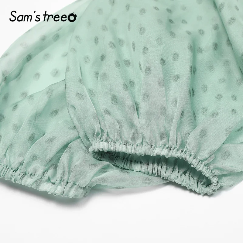 Samstree A-Line Dot Mint женские платья Летние повседневные женские праздничные платья модные кружевные сексуальные открытые вечерние женские платья