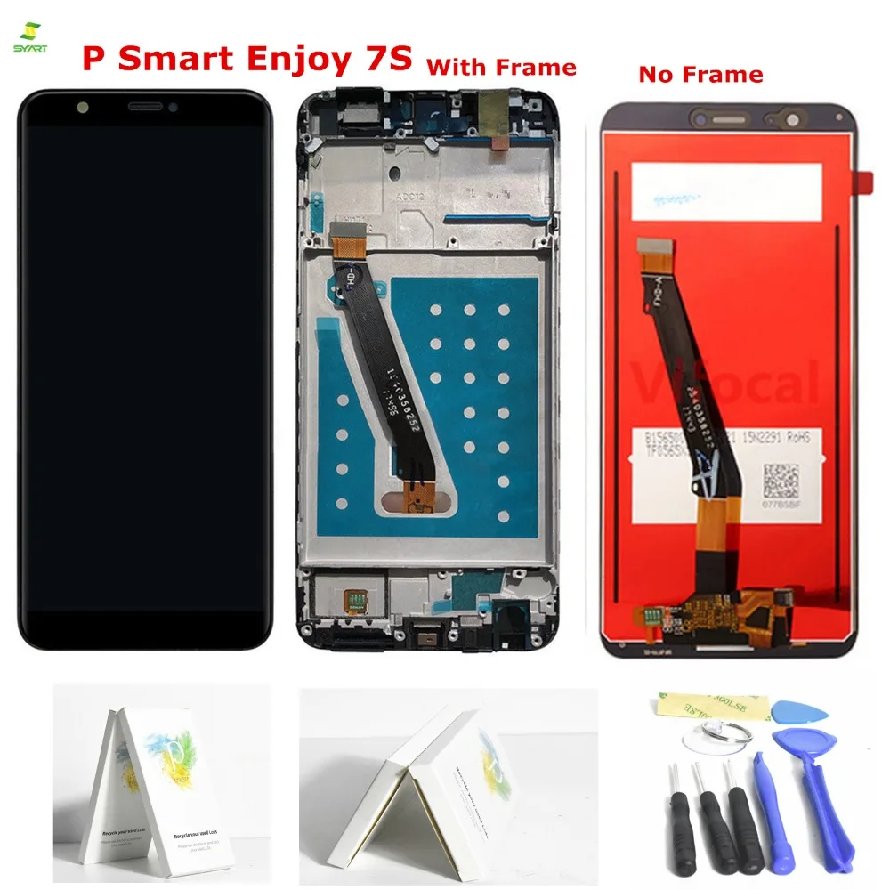 For Huawei P Smart LCD Display Touch Screen Digitizer Assembly For Huawei P Smart Enjoy 7S LCD With Frame FIG LX1 L21 L22 Black
