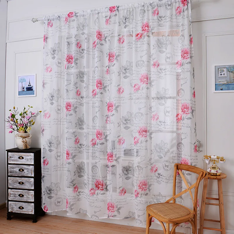 fabric sheer tulle curtains for bedroom flowers priority mail children Curtains for Living Room kitchen curtains tulles 1pc