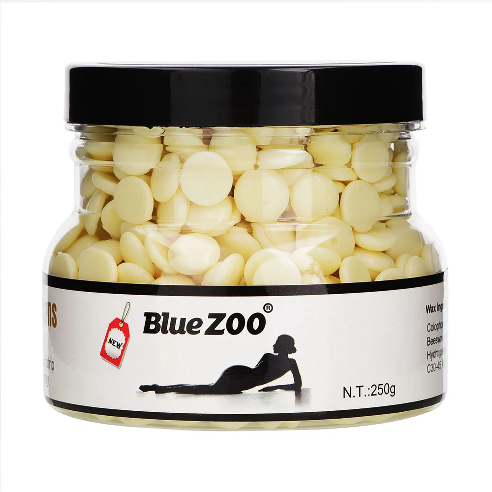 Синий зоопарк 250 г твердый воск бобы в бутылке удаления волос Крем Горячая фильм Жемчужный воск бобы зеленый чай восковые полоски для