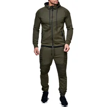 ZOGAA 2 Pieces Sets Tracksuit Men New Brand Autumn Winter Hooded Sweatshirt +Drawstring Pants Male Stripe Patchwork Hoodies