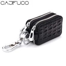 CAJIFUCO крокодил Стиль Key Holder Для женщин и Для мужчин кожаный бумажник ключа двойная молния автомобиля ключевой бумажник кожаный