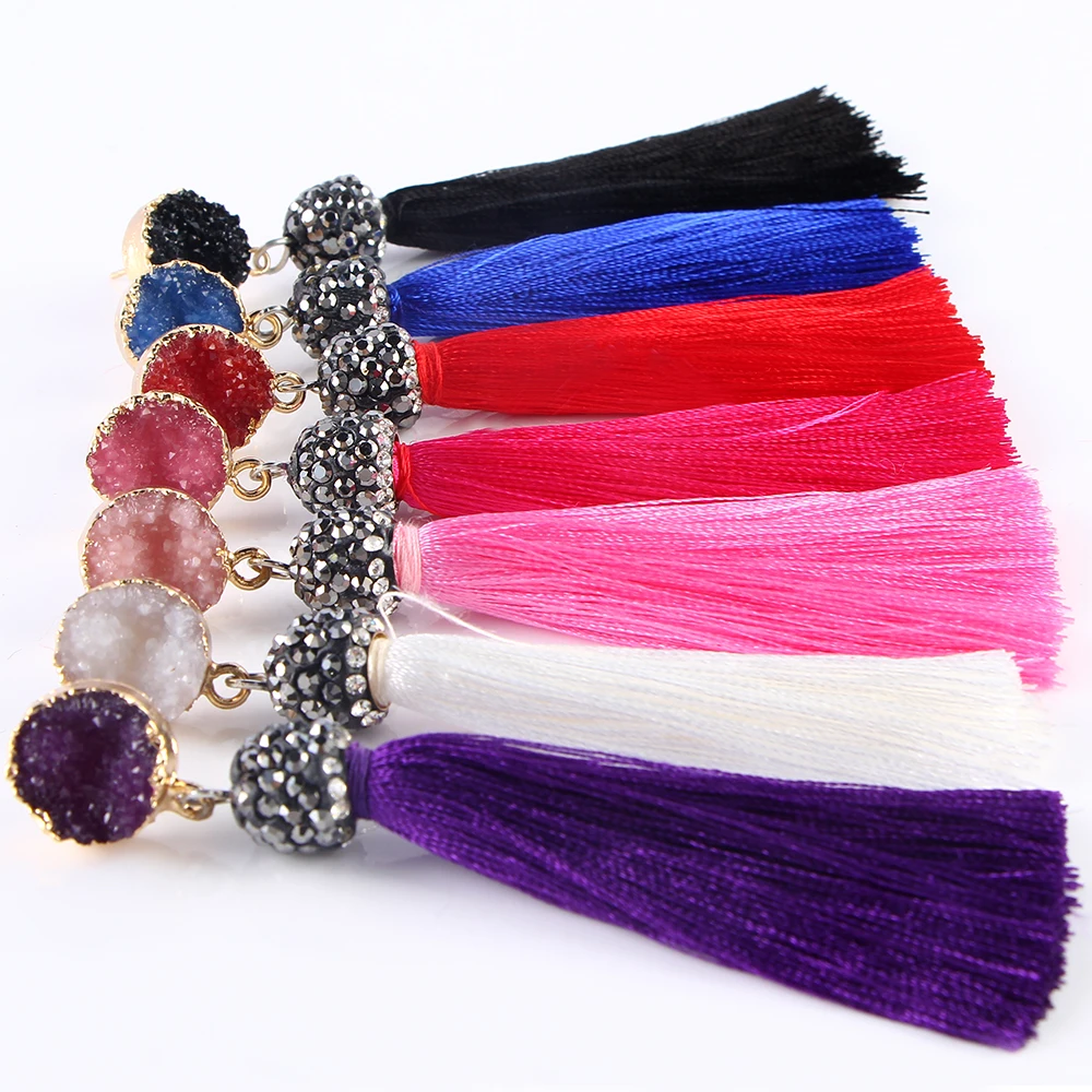 

Hot Elegant Tassel Drop Earrings Multi Color Drop Dangle Earrings Pink Blue For Women Jewelry Pendientes Oorbellen Voor Vrouwen