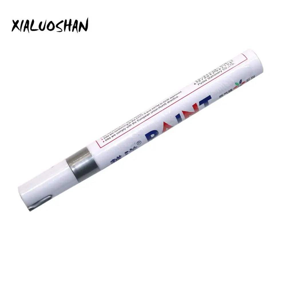 1 шт цветной знак водонепроницаемый знак краска для шин ручка металлическая Перманентная масляная граффити ручка маркер с перманентной краской ручка - Цвет: Серебристый