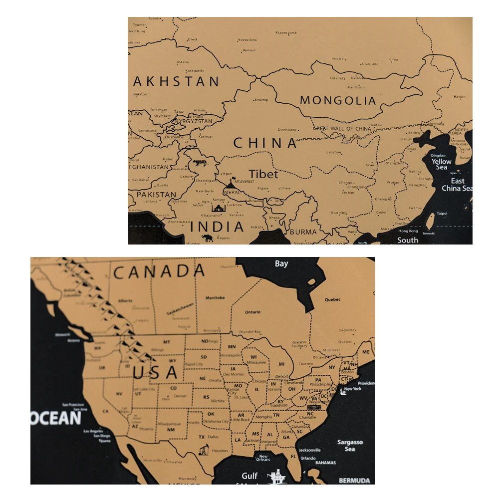 1 шт Скретч Карта черной карта мира Творческий Путешествия trail отрывать Фольга Слои покрытие карта мира Школа канцелярских товаров