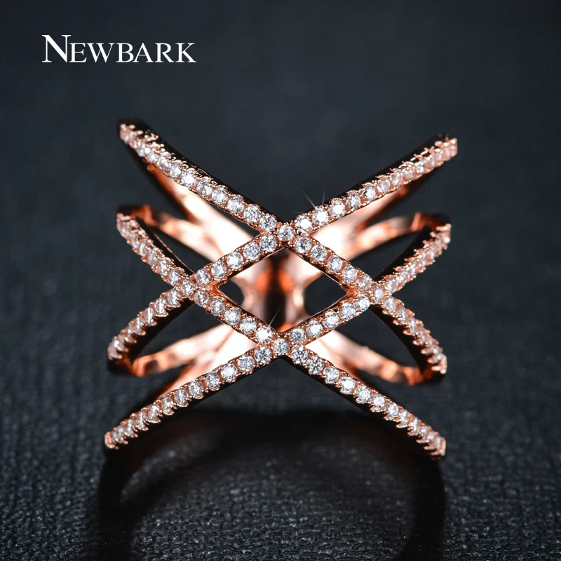 Newbark Vintage Double Cross X Shape Rings For Women Zirconia Micro Newbark Vintage Double Cross X Shape Rings For Women Zirconia Micro Paved Rose Gold And Color Jewelry Christmas Gifts