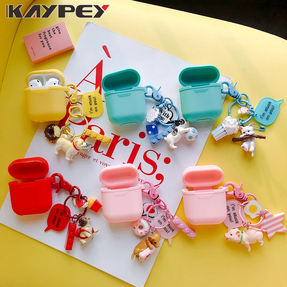

Cute Cartoon Decorative Silicone Case for Apple Airpods Case Accessories Protective Cover Bluetooth Earphone Case Key Ring Gifts
