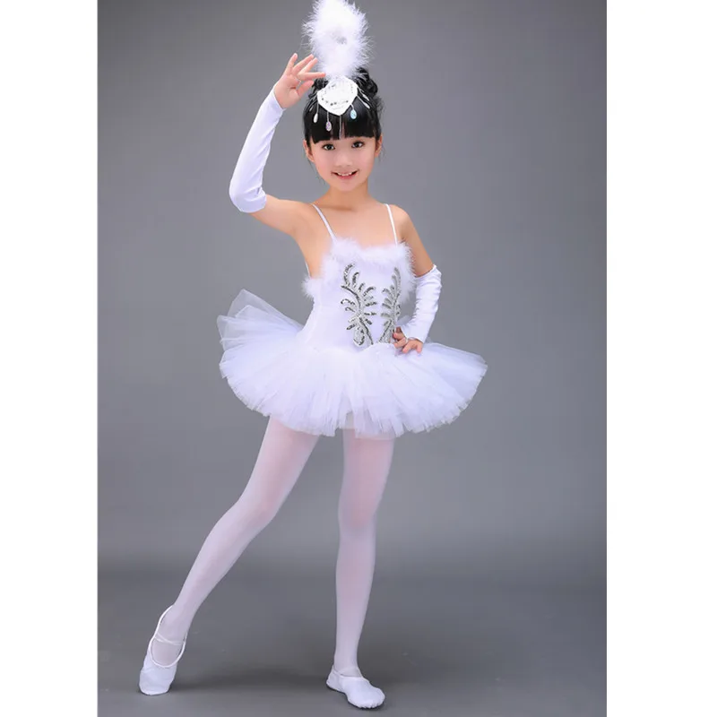 Children Professional White Swan Lake Ballet Tutu Costume Girls