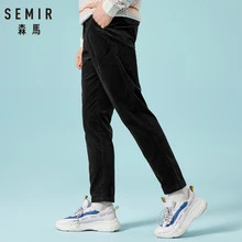 SEMIR мужские вельветовые брюки без застежки с наклонным карманом, мужские облегающие брюки с эластичным поясом на шнурке для зимы