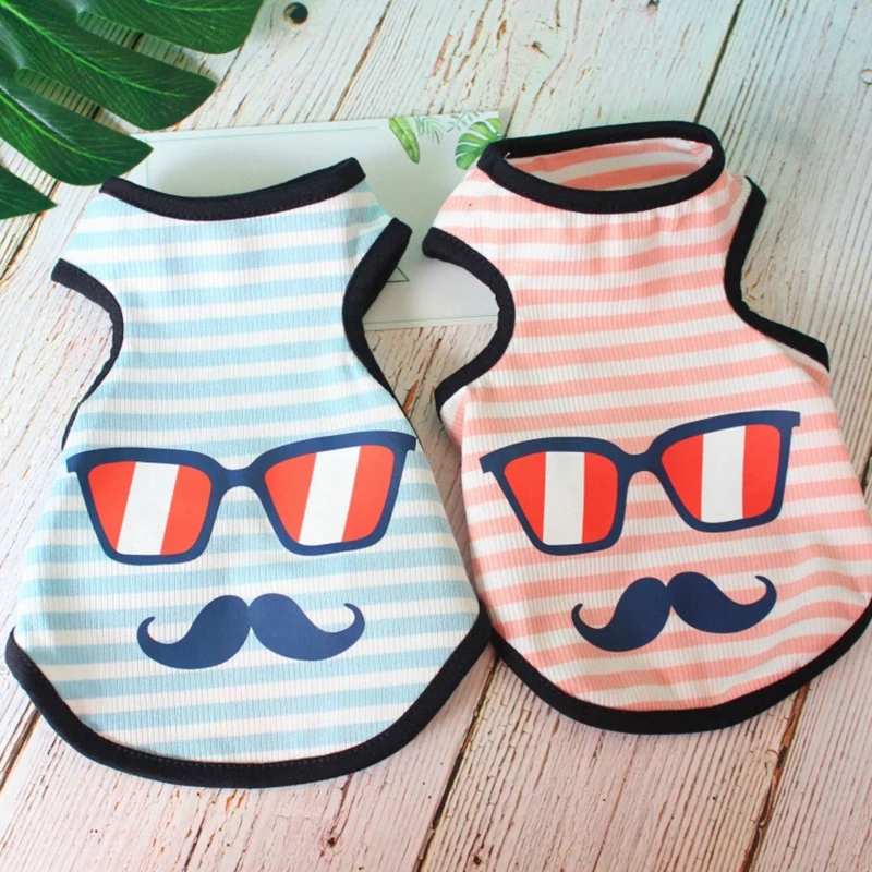 

Popular Striped Cartoon Dog Clothes For Small Dog Chihuahua Summer Vest Summer French Bulldog Overalls For Dog Clothing S/M/L/XL