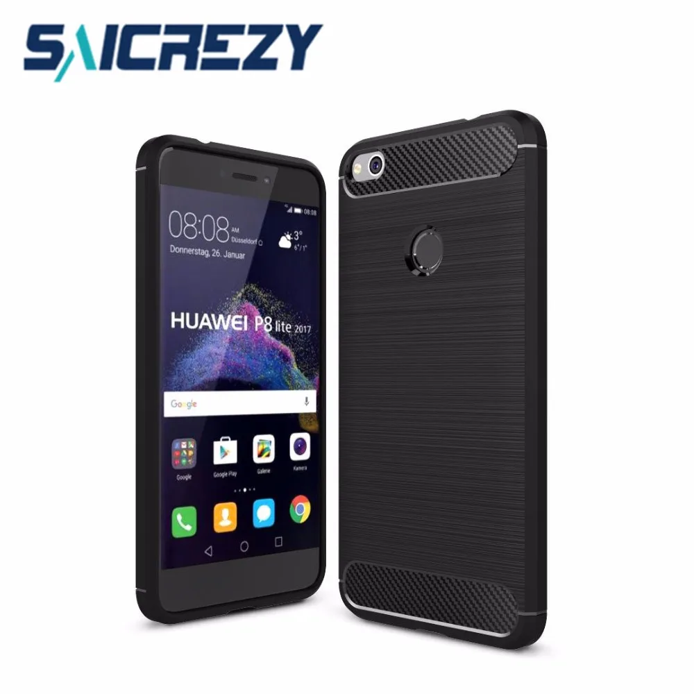 

New Soft Carbon Fiber TPU Shockproof Cases for Huawei P8 lite 2017 Case Silicone Coque Capa Fundas for honor 8 lite Cover Case