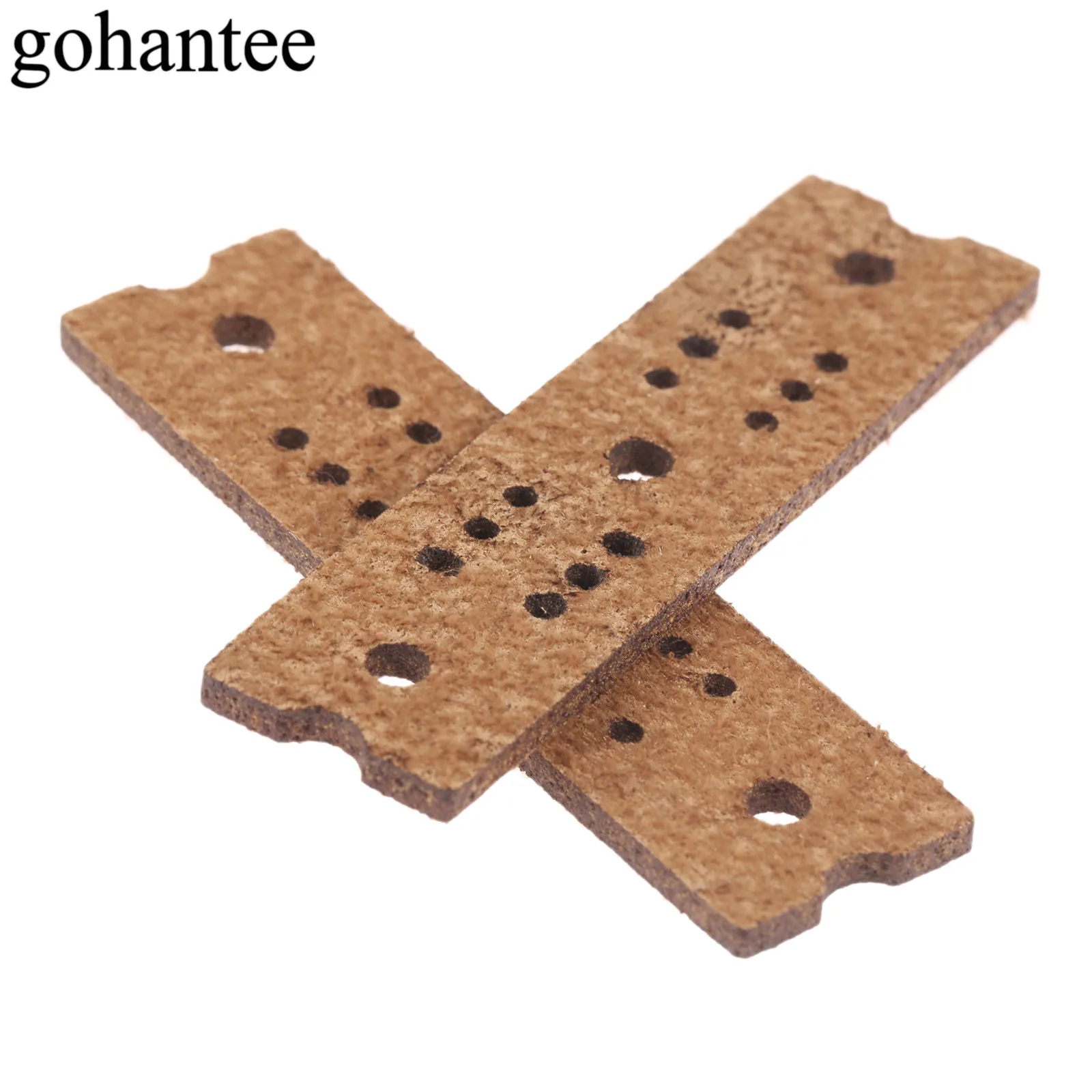 gohantee Brown 5pcs Slingshots Pouches Microfiber Leather with Center Hole for Outdoor Hunting Catapults 60mm x 16mm