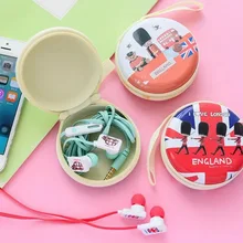 2016 In-Ear girls gift England storage box stereo earphone for Iphone samsung MI LG earbuds MP3 player kids microphone M130