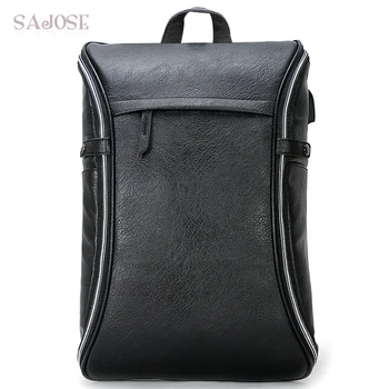 

15.6 inch Laptop Backpack Men PU Leather Backpacks For Teenager Men Casual Daypacks High Quality Brand Waterproof Mochila Male