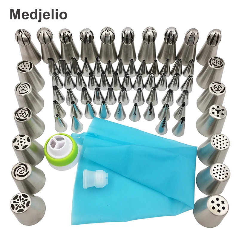 Medjelio 70Pcs Russian Tulip Nozzle Bakeware Icing Piping Tips Baking Pastry Cake Decorating Tools 1 pcs