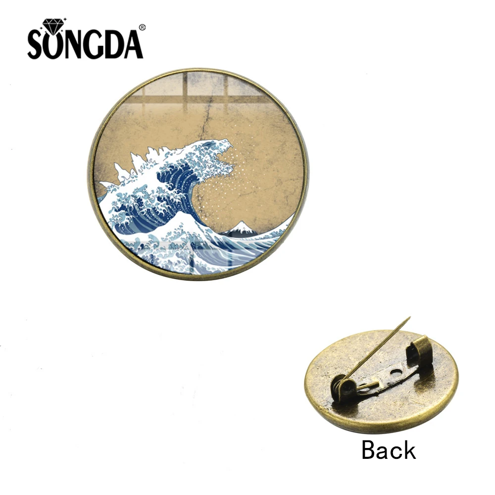 سونغدا اليابانية كاناغاوا تصفح اللوحة دبابيس 8 نمط الزجاج كابوشون بروش شارة بدبوس الرجال ملابس حريمي حقيبة دبابيس الديكور