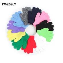Горячая Распродажа, новые зимние детские перчатки ярких цветов, теплые вязаные коралловые кашемировые перчатки, однотонные детские перчатки унисекс для девочек и мальчиков