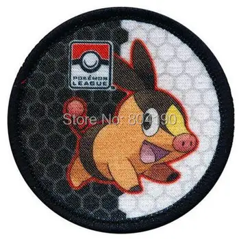 

Pokemon Tepig League Patch Go Iron On Patch Pocket Comics Woven Emblem applique Costume Cosplay Team party favor birthday gift