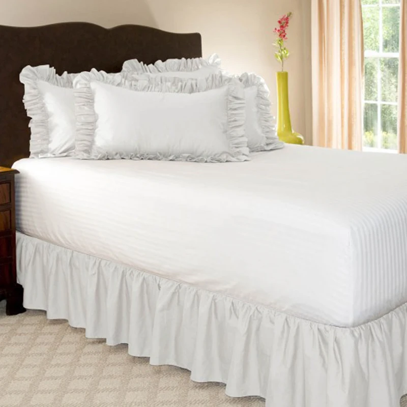 

Elastic Soft Bed Skirt Solid Color Ruffle Bed Cover Mattress Valance Drop Cover