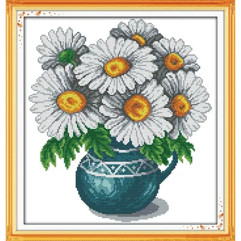 

Everlasting love Wild chrysanthemum chinese Cross stitch kits Ecological cotton stamped printed 14 DIY gift Christmas decoration