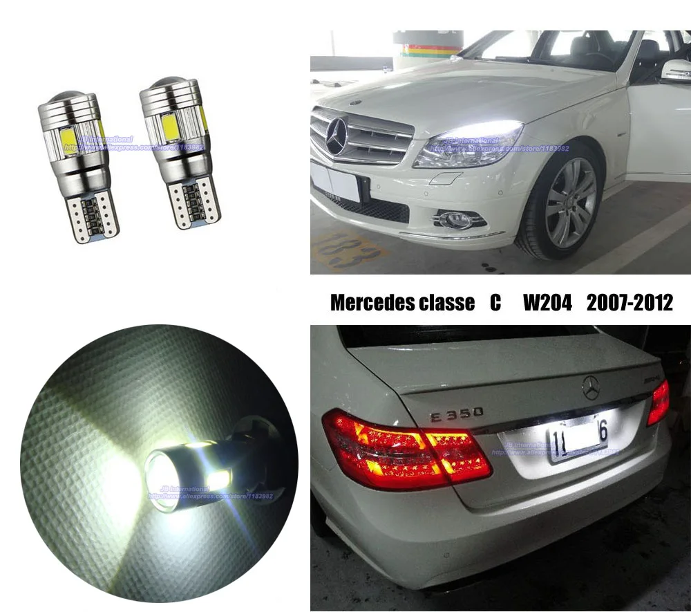 Deecholl 6 шт. Автомобильный светодиодный светильник лампы для Mercedes C-Class W204 2007-2012, Canbus Белый парковочный зазор номерного знака