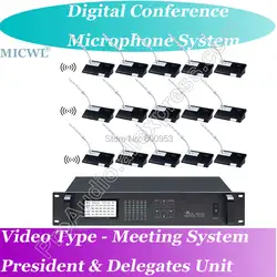 Классический Видео Тип Беспроводной цифровой микрофон Аудиосистемы для конференций Desktop 30 Гусенек mic 1 президент + 29 делегатов стол блок