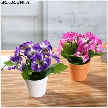 

Small Potted Blossom Artificial Bonsai Set Pansy Flowers Vase Decorative Flower Home Balcony Decor Table Bedroom Accessory