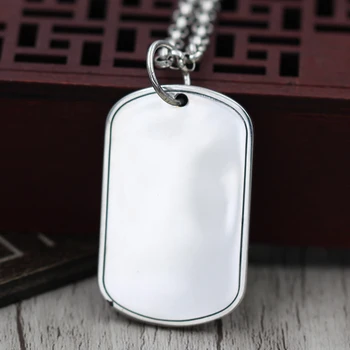 

S925 Sterling Silver simplicitysideof Pendant Necklace Pendant and retro tag smooth Thai silver jewelry