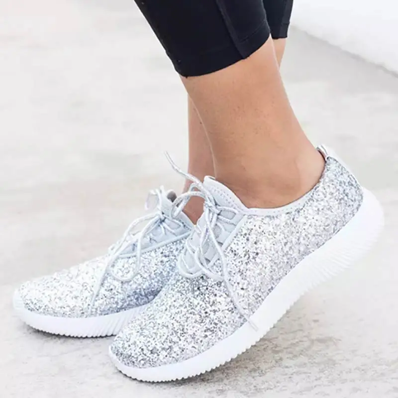 

Factory Direct Women Flats Bling Sliver Glod Women Sneakers 2019 New Basket Chaussures Femme Plus Size Flat Women Casual Shoes