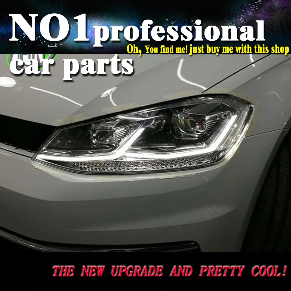 2013 2017 для VW Golf 7 GTI MK7 фара golf двойной U светодиодный DRL биксенон HID дальний и ближний