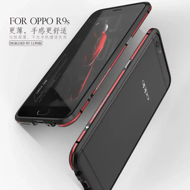 Luphie luxury Double Color Ultra Thin Aircraft Metal Frame Case for OPPO R9S Aluminum Bumper Protective Hard Sleeve |