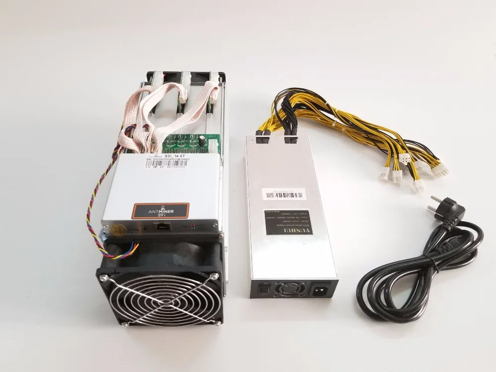 YUNHUI новые AntMiner S9i 14,5 т Bitcoin шахтер с 1800 Вт PSU Asic шахтер SHA-256 Btc МПБ Шахтер лучше чем AntMiner S9 13,5 т 14 т