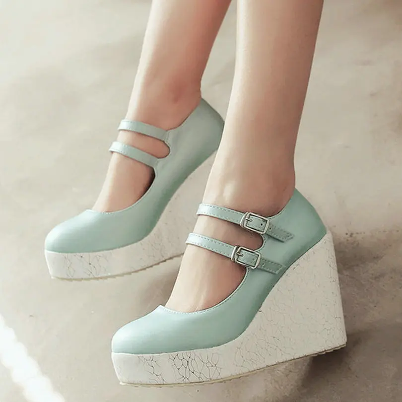 Size 11 12 Mixed Color Blue Wedges High Heel Women Pumps Summer Wedding ...