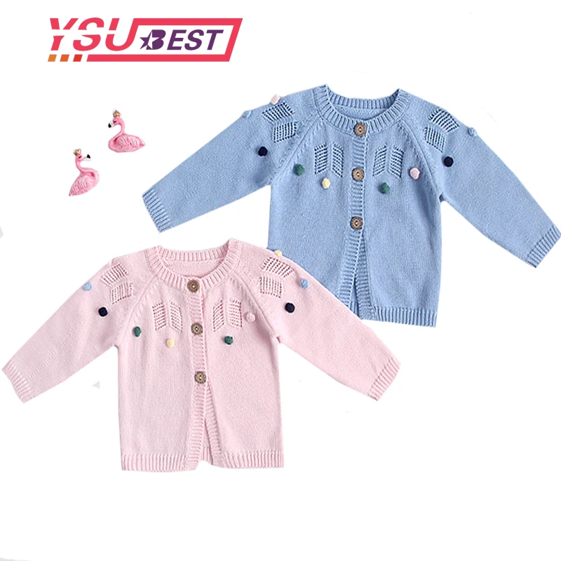 Детский кардиган, вязаный свитер для новорожденных, осенний костюм, милое однотонное платье с карточками, топ, цветная куртка, Свитера для новорожденных девочек