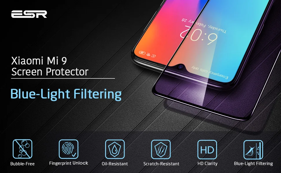 ESR закаленное стекло для Xiaomi mi 9 Защита экрана 9H защита от синего излучения полное покрытие 3D полное покрытие Защитное стекло для Xiao mi 9
