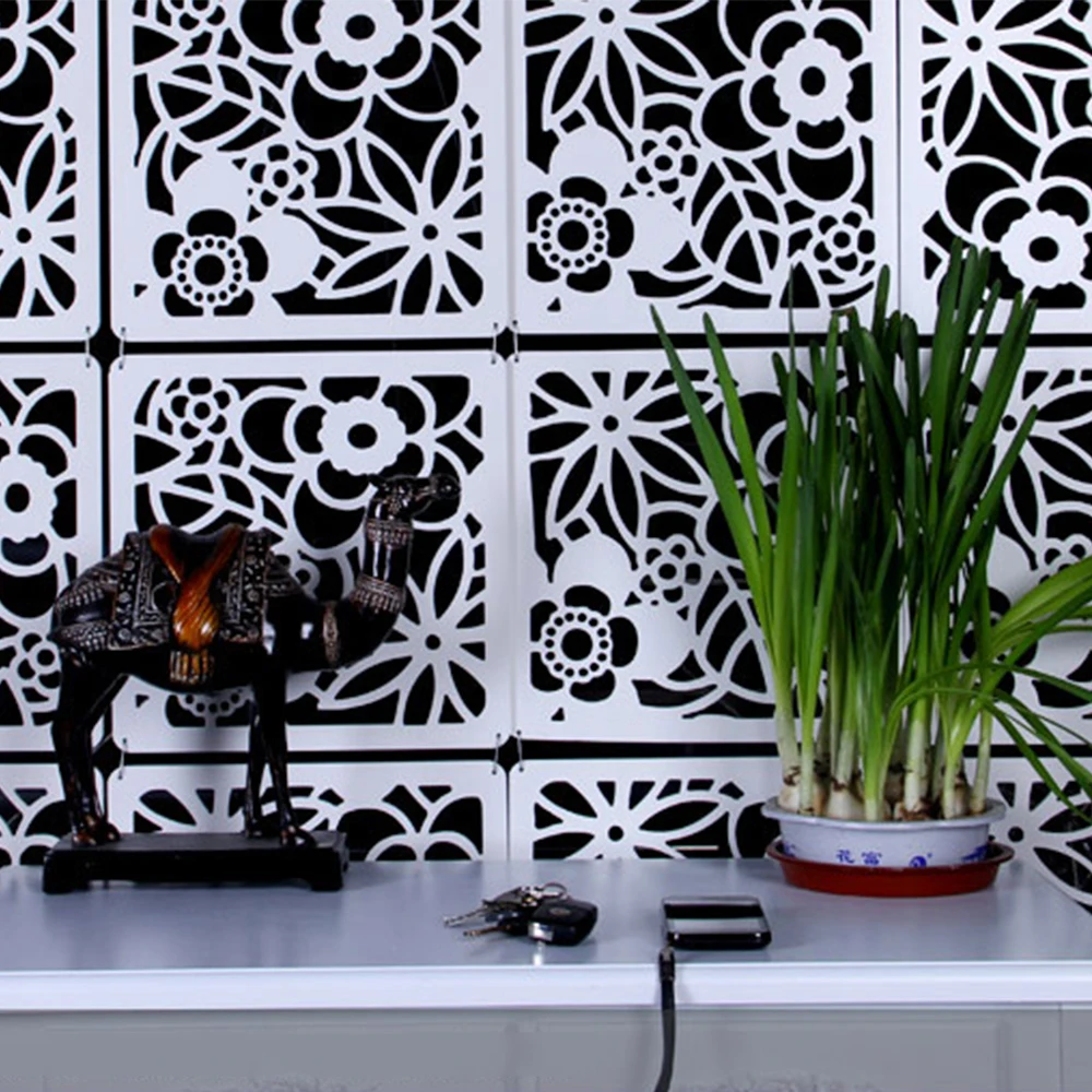 Rainqueen 12 шт. 29x29 см подвесные экраны перегородка для гостиной панели перегородки стены Искусство DIY Украшение дома белое дерево-пластик