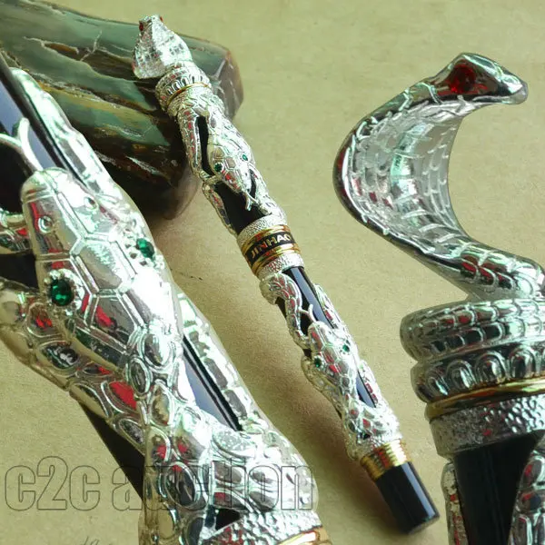 

FOUNTAIN PEN JINHAO BLACK WITH GOLDEN SNAKE WIND MEDIUM 18KGP NIB