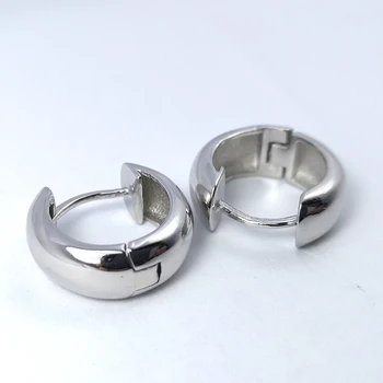 

Korean Wide Face Thick Earrings 925 Sterling Silver White Gold Hollow Round Glossy Hoop Earrings Elegant Women Fashion Jewellery