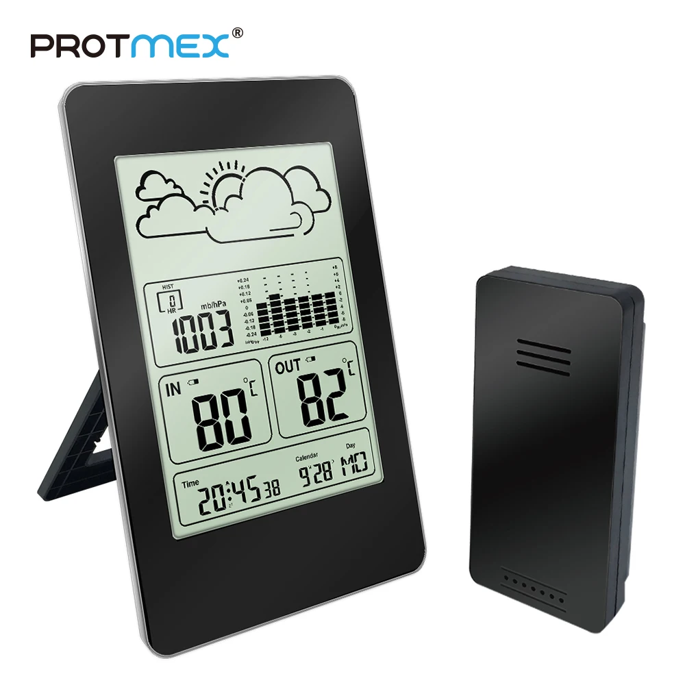 

PROTMEX PT3363 Weather in&Outdoor Forecast Weather Station Alarm Clock Time Calendar/Temperature/Pressure