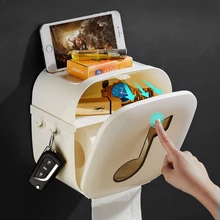 Креативная коробка для ванной, Пробивка, водонепроницаемый крюк для хранения, многофункциональная Туалетная рулонная бумага, коробка для салфеток