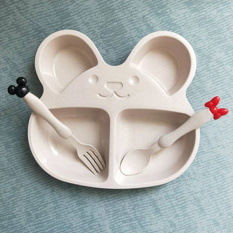 Wheat straw kids plates baby training bowl cute bear children tableware set baby dishes OPP Packaging Wheat straw kids plates baby training bowl cute bear children tableware set baby dishes OPP Packaging